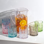 BELLAFORTE Shatterproof Tritan Plastic Short Tumbler, Set of 4, 13oz - Myrtle Beach Unbreakable Crystal Cut Old Fashioned Drinking Glasses for Party, Gifting - BPA Free - Dishwasher Safe - Smok Grey