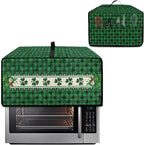 Shamrock Gnome Dog Print Toaster Oven Cover for St. Patrick's Day Decor, Checkered Pattern Microwave Cover for Kitchen Countertop Appliance Dust Protector Oven Accessories, Green, M