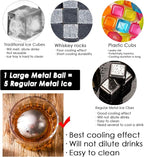 Whiskey Stone 8PCS, Reusable Metal Ice Cubes, XL Large Stainless Steel Whiskey Stone, Refreezable Ice Ball Set with Storage Case, Ice Rocks Wine Chiller Bulk Bar Tool Set