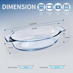 Small Casserole Dishes Oval 2 Pack, 23oz Glass Au Gratin Baking Dish, Individual Oval Baking Pan for Oven Microwave Air Fryer, 1 or 2 Person Servings, Bakeware Clear Prep Bowls with Handle