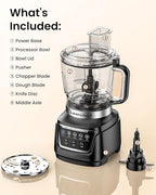 LINKchef Food Processor 68 oz, 700W Electric Vegetable Chopper with 4 Functions for Chopping, Slicing, Shredding, Pureeing and Dough Mixing, Meat Grinder with Stainless Steel Blades for Kitchen