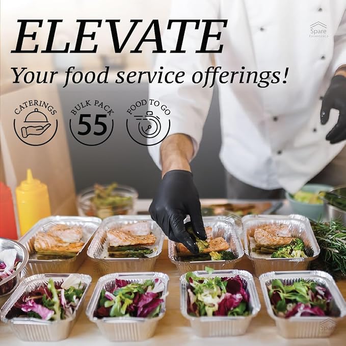 (55 Pack) 1 Lb Aluminum Pans with Lids, Disposable Baking Foil Containers, Takeout Food Storage, Freezer - Mini Foil Pans with Clear Lids for Restaurants & Catering - Size 5.5x4.5x1.9 Spare Essentials