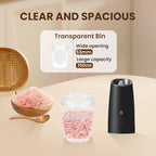Rechargeable Electric Salt And Pepper Grinder Set, Automatic Gravity Electric Salt And Pepper Grinder Set, Adjustable Roughness, Led Light, 2 Pack, (Black)