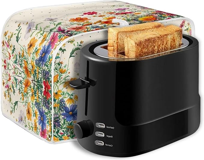 JEOCODY Flower Toaster Oven Cover - Quilted, Fits Most 4 Slice Toasters & Microwaves, Women's Gift