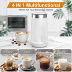 Wowteam Milk Frother, 4-in-1 Electric Milk Steamer, Warm and Cold Milk Warmer and Foam Maker for Coffee, Latte, Cappuccinos, Macchiato, 8.2oz/240ml, Stainless Steel, White