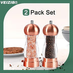 Salt and Pepper Grinder Set Classical Hand Shake Pepper Mill Set Gorgeous Salt Grinder Set Rosy, Ceramic Blades With Adjustable Coarseness, Enjoy Best Fresh Ground Pepper Sea Salts Various spices