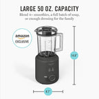 Martha Stewart 50oz Countertop Blender, Smoothie, Margarita & Ice Crushing Blender, BPA-Free Pitcher, 3 Speeds, 5 Presets, Auto-Clean Function, Dishwasher Safe, Stainless Steel Blades, Caviar Gray