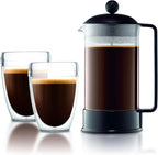 Bodum 34oz Brazil French Press Coffee Maker, High-Heat Borosilicate Glass, Red - Made in Portugal