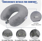 SAIREIDER Airplane Pillow 100% Memory Foam Neck Pillow for Airplanes Flight Rest Best Adjustable Travel Neck Support Pillows-Prevent The Heads from Falling Forward (Grey)