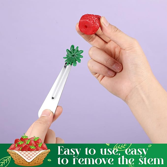 Baderke 4 Pcs Tomato Stem Corer Strawberry Baller Stainless Steel Strawberry Huller Tool Fruit Vegetable Stem Remover