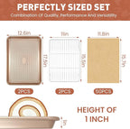 Baking Sheet with Wire Rack Set, 2 Sheet Pans(17.5'' X 11.8'') with 2 Cooling Racks, Includes 50 Sheets of Parchment Paper, Thickened Nonstick Cookie Sheet for Baking, Carbon Steel Baking Pan