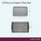 Anolon Advanced Nonstick Bakeware Set, Nonstick Cookie Sheet / Baking Sheet and Crisper Pan - 2 Piece, Graphite Gray
