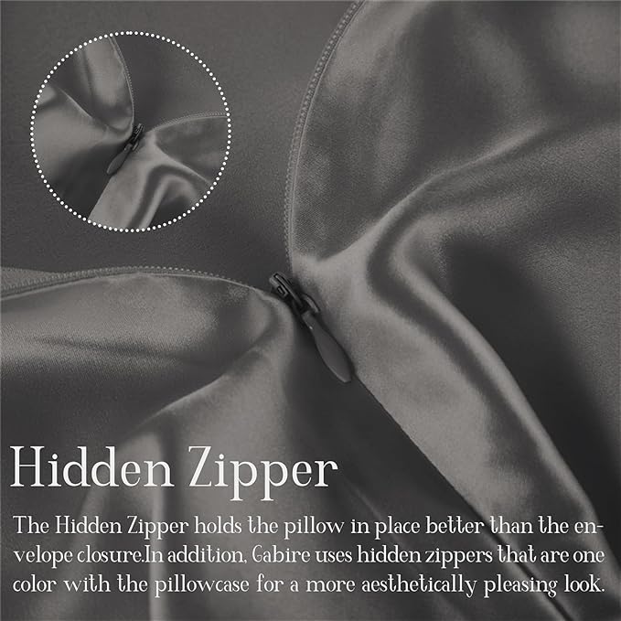 Mulberry Silk Pillow Case for Hair and Skin Prevent Acne Pillow Cases Both Sides Real Silk Pillowcases Organic Silk Pillowcase with Hidden Zipper, Grey, Queen (20"×30")