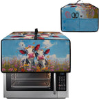 Cow Butterfly Flower Print Toaster Oven Cover, Dust-proof Heat-resistant Air Fryer Cover with Accessory Pockets, Kitchen Small Appliance Protector, (Large-18.5*22.5*12.99 inches)