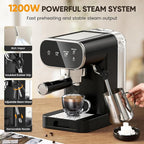 Horavie Espresso Machine 20 Bar, Home Espresso Maker with Touchscreen & Steam Milk Frother, Fast Heat-Up Coffee Machine with 48oz Removable Tank for Cappuccino, Latte, Americano, Black