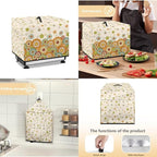 Colorful Hippie Flower Print Food Slicer Cover, Meat Slicer Cover, Waterproof Fabric, Easy to Clean With Organizer Side Pocket for Accessories, Such as Stainless Steel Blade, Brush,etc