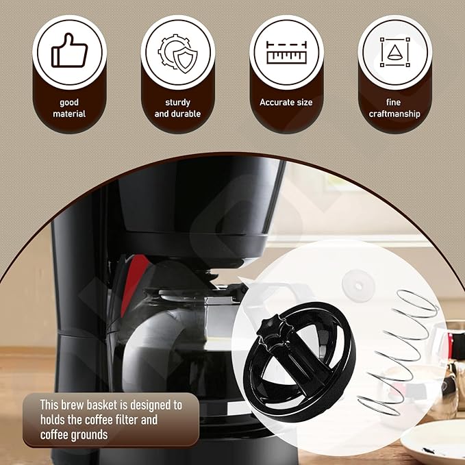 2 Pack Coffee Maker Brew Basket Water Stop Valve Kit for Mr. Coffee Black and Decker Hamilton Coffee Maker Parts 990117900 990237500 Coffee Maker Parts for 49976 49954 49947 49966 49957 49958