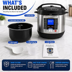 KINGBULL 14-in-1 Electric Pressure Cooker 6 Quart, Stainless Steel Multi Cooker with LCD Display, Slow Cooker, Rice Cooker, Steamer, Sauté, Yogurt Maker, Warmer, DIY Mode, Black