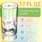 Bravario Unbreakable Plastic Drinking Glasses 17 oz | Dishwasher Safe Shatterproof 100% Tritan Water Tumblers | BPA Free Reusable Outdoor Highball Drinkware | Set of 6