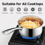 SLOTTET 1Qt & 2Qt Stainless Steel Sauce Pan Set with Lid,4 Pcs Non Stick Saucepan,Small Kitchen Pots,Induction Compatible,PFOA FREE