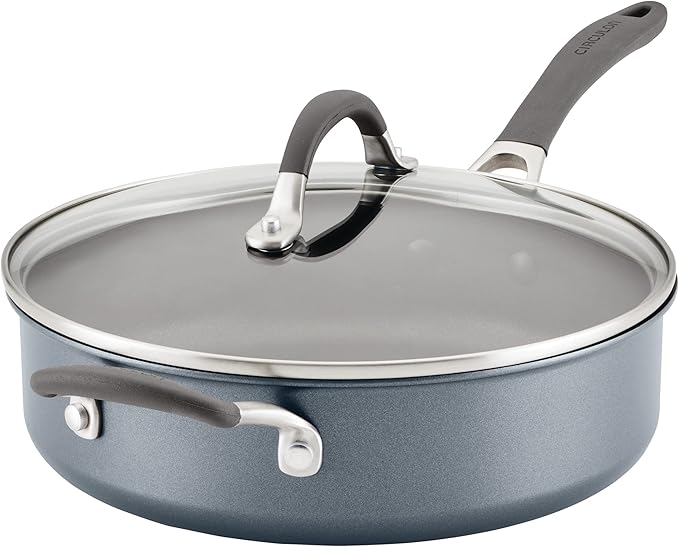 Circulon A1 Series with ScratchDefense Nonstick Induction Cookware, Large Saute Pan with Lid, Nonstick Pan, 5-Quart, Graphite