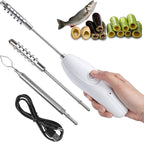 Zucchini Corer Electric Vegetable Core Remover with 2 Cutter Heads, Cordless Portable Machine Scraper, Stainless Steel Rechargeable Kitchen Drill for Jalapeno Veggie Fruit Digging Scraping Fish Scale