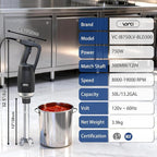 VONCI 750W Commercial Immersion Blender, Electric Hand Blender with 12" Detachable Shaft, Variable Speed 8000-19000RPM,Industrial Immersion Blender for Restaurant Kitchen.Extra Heavy Duty Hand Mixer.