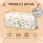Rustic Wildflower Wooden Utensils Holder, Watercolor Nature Wild Flower Botanical Wood Cooking Utensil Holder Organizer for Kitchen Countertop Counter Decor