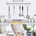 Kitchen Utensils Holder Hanging Racks 304 Stainless Steel Rail Utensil Storage Hanger Wall Mounted Rack for Tools and Pots(60cm)