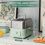 BUYDEEM G52 5.3 Quart Electric Food Steamer for 2-4 Servings, Vegetable Steamer for Cooking, 2-hour Keep Warm, 7 Preset Timings, Dual Boil-Dry Protection, Stainless Steel, Cozy Greenish