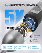 1000W Powerful Immersion Blender Handheld, 2025 New Update Hand Blender with 25-Speed and Heavy-Duty Copper Motor (Silver)