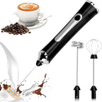 TonJin Milk Frother USB-C Rechargeable Handheld Frother Wand with 2 304 Stainless Whisks, New Upgraded 3 Speeds Coffee Whisk Frother Electric Drink Mixer for Lattes, Cappuccino, Egg, Matcha, Black