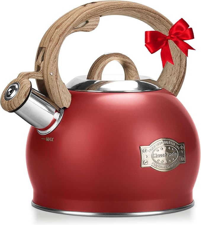 Hauce Radio Tea Kettle for Stovetop, 2.1 Quart Loud Whistle Stovetop Teapots,Food Grade Stainless Steel Tea kettles for Stove Top with Anti-hot Ergonomic Handle,Suitable for All Heat Sources