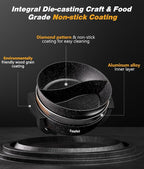 6L Dual-Sided Electric Hot Pot with Cool-Touch Handles, 1100W Adjustable Heat, Hexagonal Non-Stick Interior & Overheat Protection (Wraparound Black Handles)