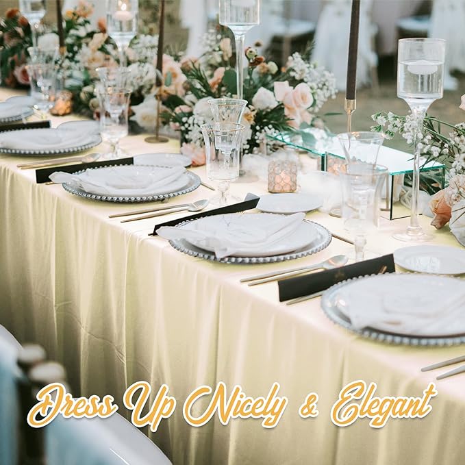 BRILLMAX 6 Pack Beige Tablecloths for 6 Foot Rectangle Tables 60 x 102 Inch - 6ft Rectangular Bulk Linen Polyester Fabric Washable Cloth Cover for Wedding Reception Banquet Birthday Party