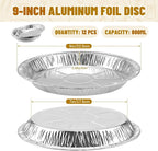 9 Inch Pie Pans Disposable (12 Pack) - Heavy-Duty Aluminum Foil Pie Tins, Standard Baking Tin Plates for Pies, Quiches, Desserts, Oven Safe & Easy Cleanup