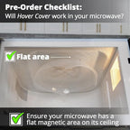 HOVER COVER Magnetic Splatter Cover, 12-Inch Clear BPA-Free Food Lid, Vented Plate Guard with Steam Vents, Anti-Splash Microwave Lid, Dishwasher Safe, Space-Saving Magnetic Storage - Ivory