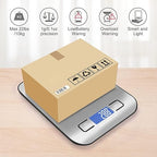 Digital Shipping Scale,Stainless Steel Panel, Accurate Portable Postal Scale for Packages, Small Business,Kitchen, Food, Handmade, Liquids, and Boutique (Silver Black Rechargeable(10kg/1g))
