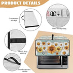 Wooden Board Daisy Print Toaster Oven Dust-proof Cover for Kitchen Small Appliance Fingerprint Protection Decorative Countertop Oven Protector (Large-18.5 * 22.5 * 12.99 inches)