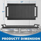 SafBbcue Cast Iron Pot, Griddle Pan Hot Plate Ridged Surface, Pre-Seasoned, Grill for Stovetop, Oven, Grill & Campfire, Suitable for Outdoor Cooking Kitchen and Patio Backyard, 17 x 11in