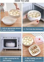 Microwave Vegetable Steamer, Microwave Steamer for Vegetables, Microwave Heating Bowl, Micro Cookware for Cooking (2 - Layer)