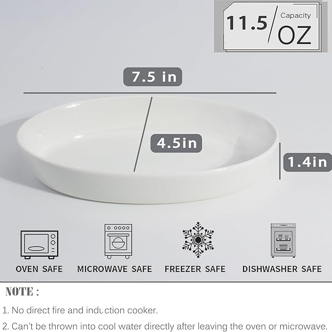UIBFCWN Au Gratin Baking Dishes for Oven Safe, Set of 8, 7.5''x4.5'' Mini Casserole Dish, Ceramic Oval Baking Dish for Single Serving, Cauliflower Baking Dish, Banana Split Bowls, 11.5oz