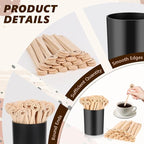 100 PCS Coffee Stirrer and Holder Set 6 inch Wooden Coffee Stirrers with Round Ends Disposable Coffee Stir Sticks Beverage Stirrer Sticks Plastic Drink Stirrer Holder for Cafe Drink Stations Bar
