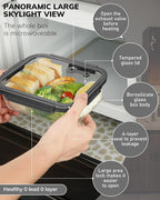 2-Pack Glass Food Storage Containers with Tempered Lids (630ml/2.7cup) - Airtight Snap Lock, Microwave & Oven Safe (-4℉~ 950°F), Freezer to Baking Dish, BPA-Free, Gift Box (Gray)