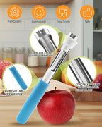 2 in 1 Apple Corer and Peeler Tool, Fruit Vegetable Corer and Peeler Tool Stainless Steel Apple Peeler Apple Corer Remover Tool Multifunction Corer Tool for Vegetable Fruit Kitchen Gadget (Blue)