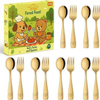DEHOV Gold Toddler Eating Utensils Set,Set Of 12 Food Grade Stainless Steel Silverware Sets For Kids,Dishwasher Safe Children Small Metal Spoons And Forks Flatware Sets