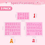 YunKo 3Pack Silicone Fondant Letters Molds and Numbers Molds 0-9 Numbers and 26 Letters Silicone Fondant Chocolate Clay Molds for Decorating Cake Candy Chocolate DIY Cake Decorating