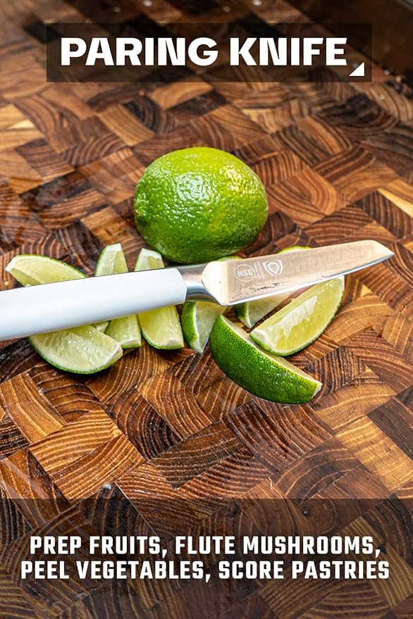 Dalstrong 3pc Knife Set - Vanquish Series - Forged High Carbon German Steel - White Handle - Chef Knife, Santoku and Paring - Razor Sharp Kitchen Set - NSF Certified