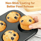 Artcochan 2 Pack Muffin Pan with 50 Cupcake Liners, Extra Large 6 Cup Nonstick Carbon Steel Cupcake Pan,Jumbo Muffin Tin for Baking Supplies