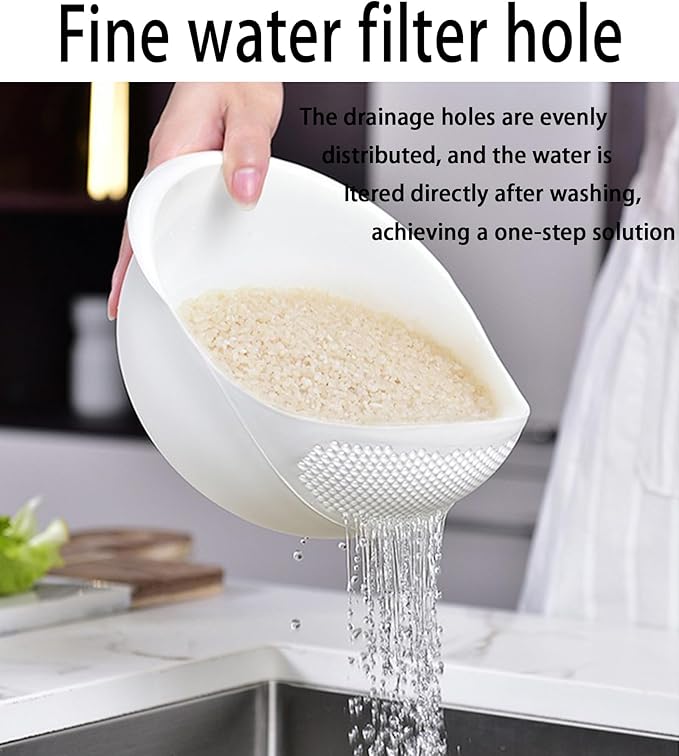 2-in-1 Rice Colander, Vegetable and Fruit Cleaning Filter Basket, 2Piece Sturdy and Easy-To-Use Food Grade Kitchen Tool Accessories (blue, large+small)